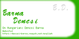 barna dencsi business card